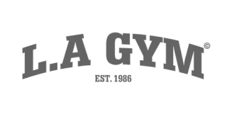 L.A GYM corporate logo featuring arched block text and established in 1986 marker for client branding showcases.