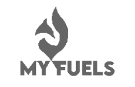 My Fuels corporate logo featuring a stylized flame icon and bold typography for the FMCG wholesale brand refresh case study.
