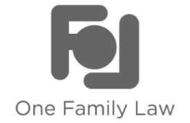 One Family Law corporate logo featuring an interlocking geometric lettermark emblem for the start-up legal services branding and website case study.